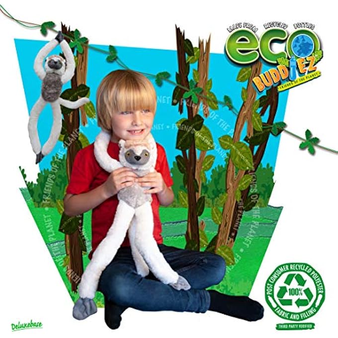 Deluxebase TREE HUGGERS - SIFAKA BY DELUXEBASE. 72 CM HANGING BABY SOFT TOY MADE OF RECYCLED PLASTIC BOTTLES. SOFT & ECOLOGICAL PLUSH TOY, FOR CHILDREN. - Image 3